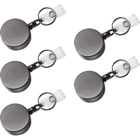 Targhetta per porta, in resistente materiale ABS, con cordino retrattile, 5 pezzi, colore nero. (1/2)