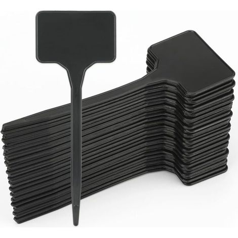 Lot de 50 Étiquettes de Jardin en Plastique Rigide pour Plantes Marqueurs Noirs