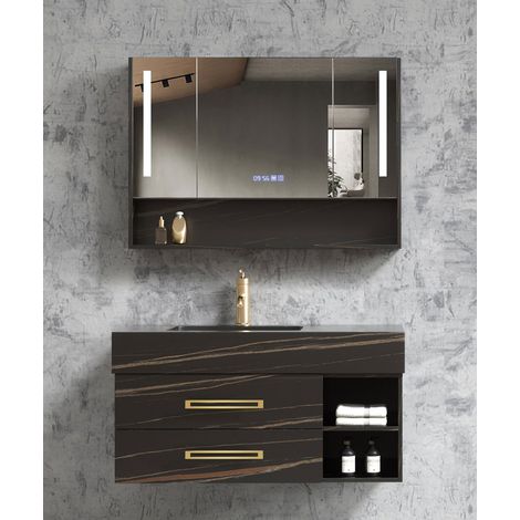 Meuble de salle de bain Noir Jaipur - 100 cm (1/2)