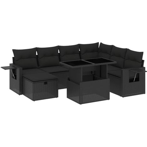 Set Divani da Giardino con Cuscini 8 pz Nero in Polyrattan vidaXL (1/5)