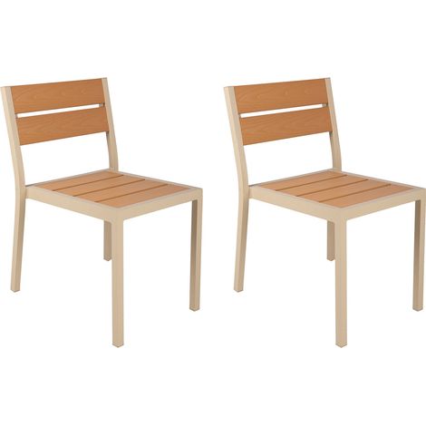 Lot de 2 chaises en aluminium et bois Creme