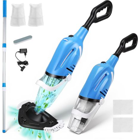 Wireless Pool Vacuum Cleaner, Powerful Pool Vacuum Cleaner, 40L/Min Suction, Telescopic Pole 131-199cm, with 2 Heads (1/5)