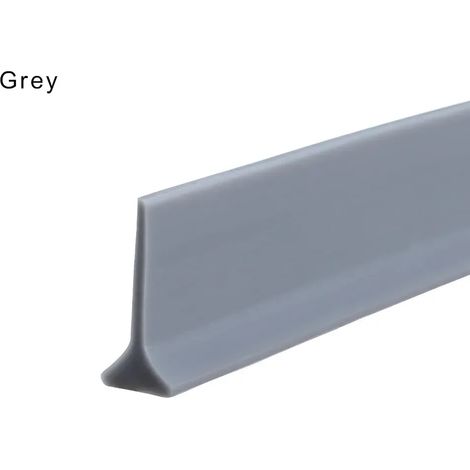 (Grey-50cm - 1.64ft)Silicone Water Stopper Self-Adhesive Bendable Flexible Water Retaining Strip Bathroom Door Dry Wet Separation Shower Dam Barrier (1/4)