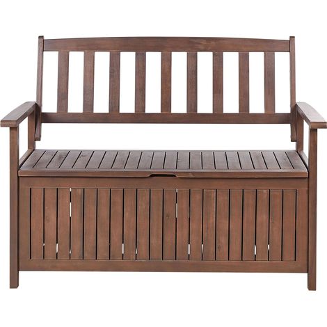 Garden Bench SOVANA 120 cm with Storage Acacia Wood Dark Brown