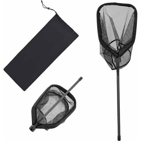 Filet de pêche pliable, manche télescopique en fibre de carbone, léger et durable, maille nylon/PVC respectueuse du poisson, idéal kayak, bateau, étang, cadeau homme. (1/5)