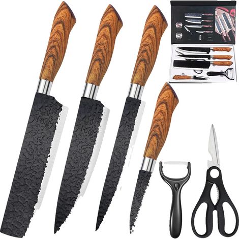 Juego de cuchillos de cocina, acero inoxidable, ecológico, negro. (1/2)