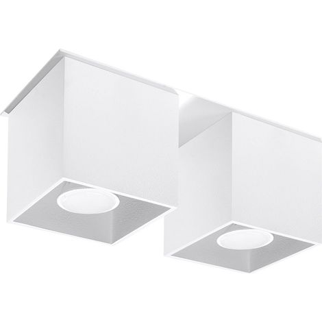 Deckenstrahler modern Designer Küchenlampen Strahler 2 flammig Aufbauleuchte weiß, Aluminium, 2x GU10, LxH 26 x 11 cm