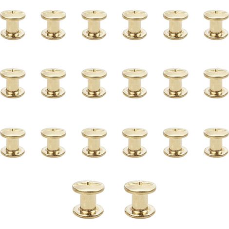 Lot de 20 vis Chicago M5x7mm Vis de reliure Rivet à clous en métal Vis Chicago à tête cruciforme pour ceinture en cuir Bricolage Livre de scrapbooking - Couleur or (1/5)