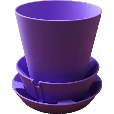 Pot de fleurs multifonctionnel portable, mignon, créatif et amusant avec réserve d'eau automatique -- Pot de fleurs à réserve d'eau automatique - Violet --
