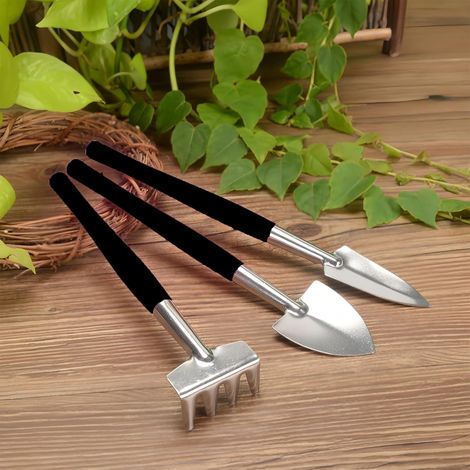 Mini-serre avec outils pour plantes en pot, kit d'entretien 3 pièces comprenant une pelle et une truelle en acier inoxydable, pour un désherbage et un rempotage précis (2 pièces). (1/5)
