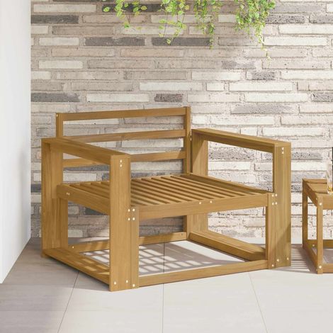 Canapé d’extérieur en bois d’acacia massif blanc avec dossier à lattes, 18.1kg - PANGIVO (1/5)