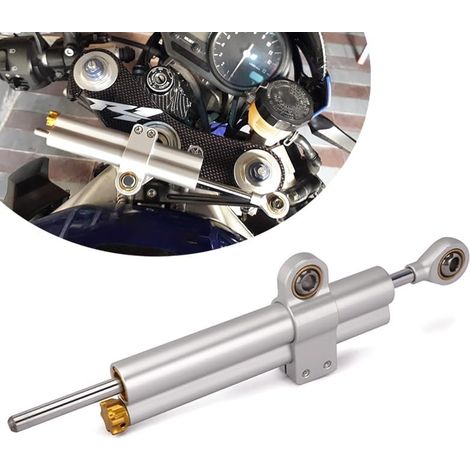 Amortisseur Direction Moto,Amortisseur de Direction Universel Réglable pour Moto E Scooter Fahrrad MT07 GSXR750 K4 ZX6R TL1000R/CBR650R19-21 (1/5)