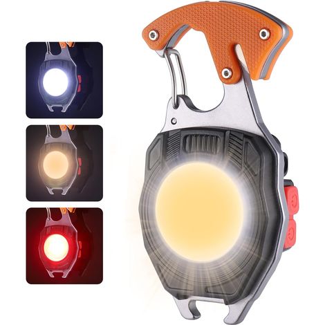 DOLASO COB Mini flashlight porte clés, 6 Modes Porte Clés Cob Lampe, Lampes d'inspection Étanche, Mini Lampe de Poche Rechargeable USB avec décapsuleur, tournevis d'urgence pour Camping,Réparation (1/5)