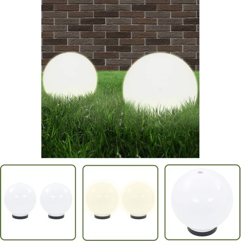The Living Store Lampe à LED sous forme de boule 2 pcs Sphérique 20 cm PMMA - Lampes De Jardin - Luminaires Exterieurs - Éclairage Extérieur - Boules Lumineuses - Décoration Jardin (1/4)