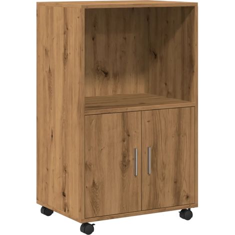 Armoire à roulettes multifonctionnelle 55 x 40 x 91 cm grand espace de rangement design chêne artisanal (1/5)
