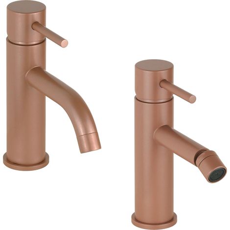 Rundes Waschtisch- und Bidetmischer-Set in Metallic-Rosa Pollini Jessy Color KITJESSYCOLORA31