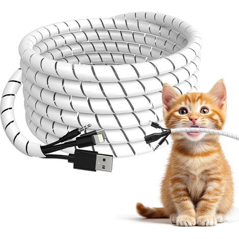 12-25 mm Cable Protection Sleeve, 6 m - Cable Organizer - Flexible Protection - White (1/2)
