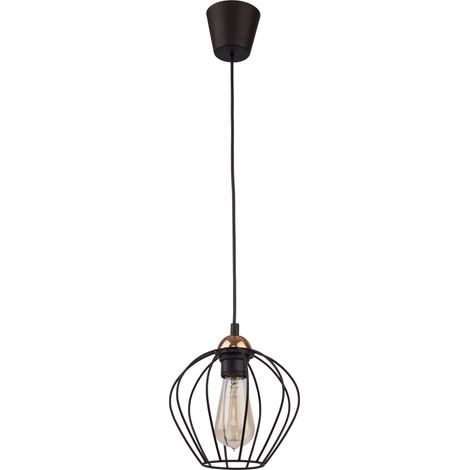 Hängelampe Schwarz Metall E27 Draht Schirm geometrisch E27 Pendelleuchte