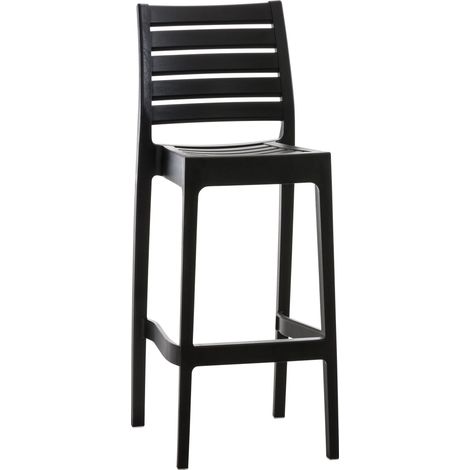 Tabouret en plastique élevé Structure robuste et solide avec différentes couleurs repose-pieds colore : NOIR (1/5)