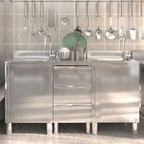 Armarios de cocina comerciales 3 piezas de acero inoxidable