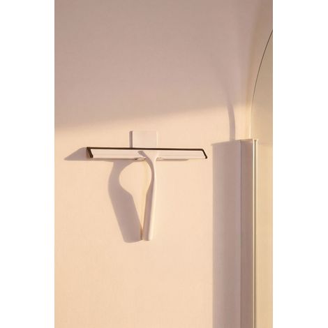 Raclette de douche murale EDEN en inox avec support adhésif BASS Blanc mat