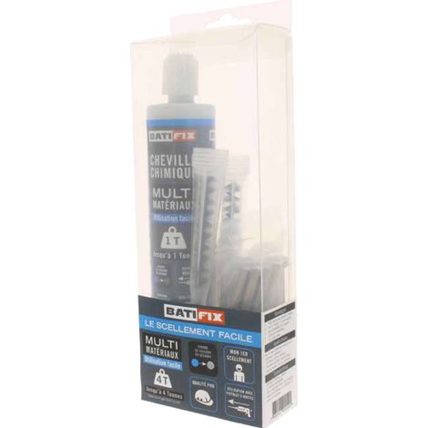 Kit de scellement chimique Poliblue 300ml – Prise rapide 5-10 min – Pour béton, brique creuse, milieux humides – Cartouche réutilisable – Batifix (1/3)
