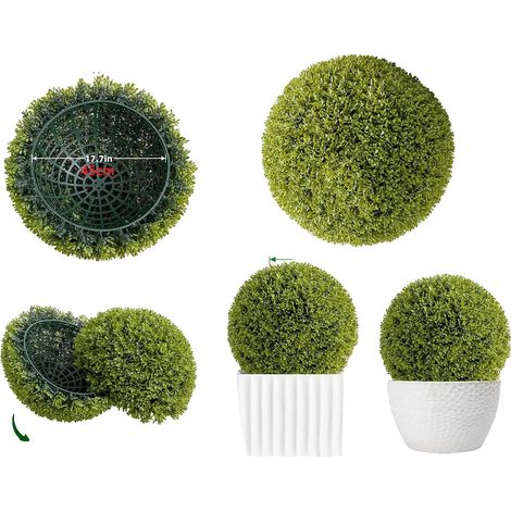Künstliche Pflanzen-Topiary-Kugel, langlebiges Material, einfache Installation, 2Stk 55cm (1/2)