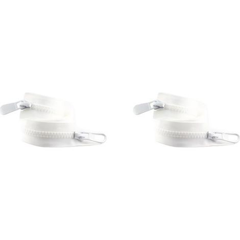 Deux fermetures éclair doubles surdimensionnées n° 15 de 70 cm, à double curseur et détachables, diamètre 11 mm, adaptées aux manteaux épais et aux doudounes épaisses. Blanc (1/5)