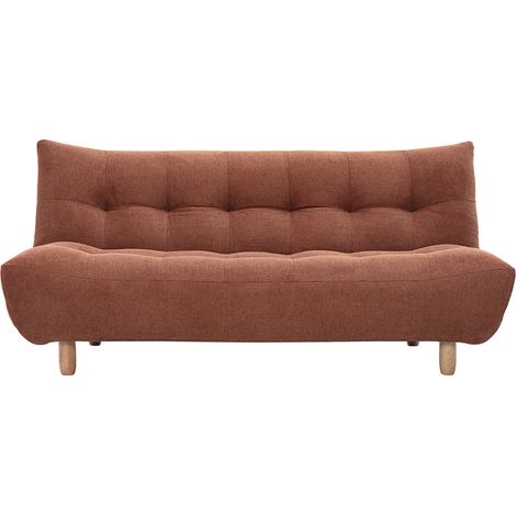 Skandinavisches Schlafsofa für 3 Personen aus Chenille-Stoff in verbrannter Erde und hellem Holz YUMI