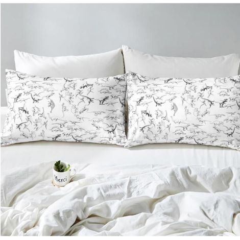 1 Parure de lit, Motif dinosaure 3D, Housse de couette 200x200cm, 2 Taies d'oreiller 65x65cm, Pour chambre enfant (1/4)