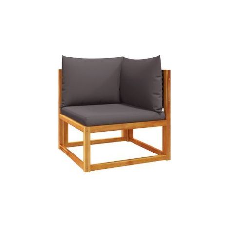 Canapé d'angle de jardin avec coussins bois massif d'acacia (1/5)