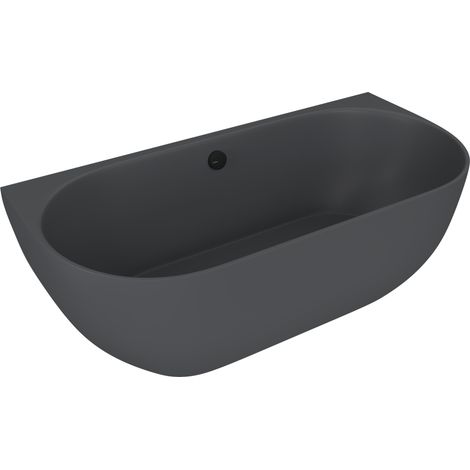 Baignoire murale PAGODA en fonte de marbre 170x85x58cm, anthracite mat (1/2)