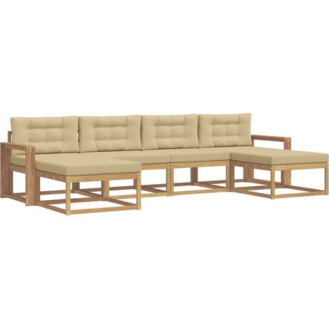 Outdoor Sofa Set 6 pcs White and Beige vidaXL (1/5)