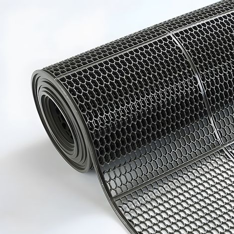Tapis sol PVC hexagonal 1,2m, ép.4,5mm, imperméable anti-taches, cuisine/salle bain/piscine – gris. (1/5)