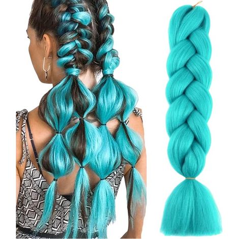 Extension per capelli sintetici spessi 120 cm, turchesi, per trecce (1/4)