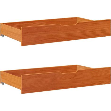 Bettschubladen 2 Stk. Wachsbraun 90x55x17 cm Massivholz Kiefer