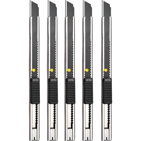 Cutter-Messer 5er-Set 9mm Abbrechklingen für Rechts- & Linkshänder mit Selbstarretierung (1/5)