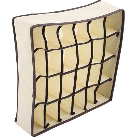Faltbare und tragbare Aufbewahrungsbox für Unterwäsche, Socken und BHs, stabile Trennwand mit 24 Fächern, praktischer Schubladenorganizer. (1/5)