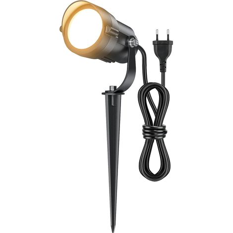 Outdoor Spotlight 12 W 1320lm, projecteur LED IP65 sur pieu au sol 1,5 m, 2700 K Chaud blanc – Éclairage pour jardin, patio, plantes, allées, Lumière chaude [Classe énergétique A]