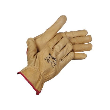 Guantes de piel de vacuno amarillos Repelentes al agua T-8 (Blíster 12 pares)