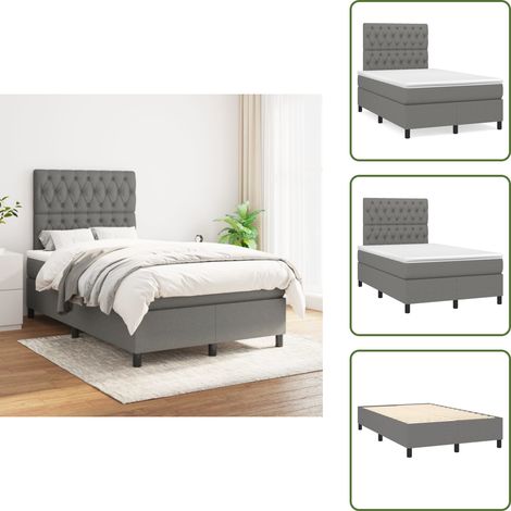 Boxspringbett mit Matratze Dunkelgrau 120x200 cm Stoff - Boxspringbett - Doppelbett - Bettenrahmen - Matratze - Nachttisch (1/5)