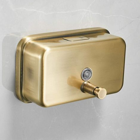 Wall-Mounted Manual Brushed Gold Soap Dispenser Shampoo Shower Gel to Soap Dispenser Hand Soap Bottle（1200ml） (1/5)