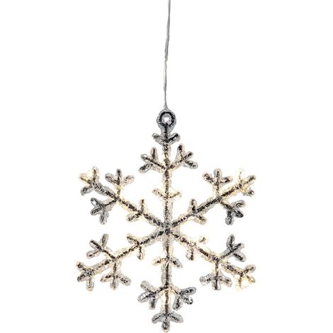 Star Trading LED Snowflake Icy de Star Trading, lampe de Noël blanc chaud en plastique argenté, transparent, avec câble, longueur : 16 cm (1/2)
