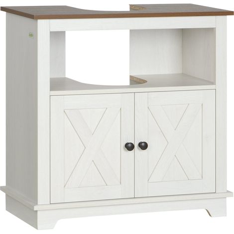 Sottolavabo 60 x 30 x 60 cm ritaglio a u salva-spazio contemporaneo finitura opaca in pannello truciolare bianco 210001944