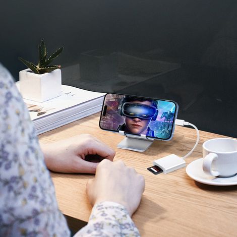 Lettore di schede per fotocamere di iPhone e iPad, lettore di schede di memoria plug-and-play compatibile con schede SD, CF e TF, lettore di schede da Lightning a SD, adatto per droni per fotografia d