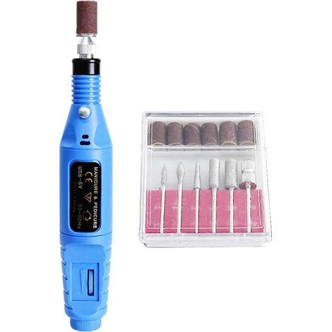 Mini-USB-Schleifer mit 6 Schleifaufsätzen, 4 Drehzahlstufen 3000-20000 U/min für elektrische Bohrmaschinen.