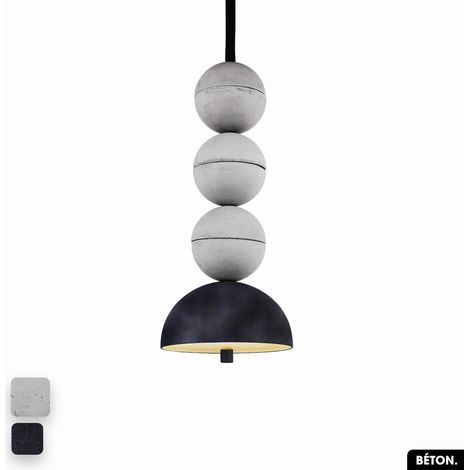Lampe de suspension en béton velours - BOSFOR CONCRETE VELVET BLANC - ANTHRACITE 3 BALLES LED 14W (1/2)