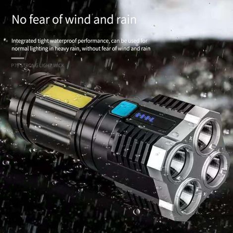 LED-Taschenlampe mit hoher Helligkeit, USB-aufladbar, wasserdicht (IPX5) – ideal für Camping, Wandern und Notfälle im Freien (1/3)