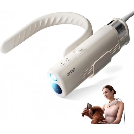 Sèche Cheveux pour Chien à Accrocher Au Cou, Portable à 75 m/s, Mains Libres avec Support pour Le Cou, 3 Vitesses et 4 Températures, pour Toilettage (1/5)