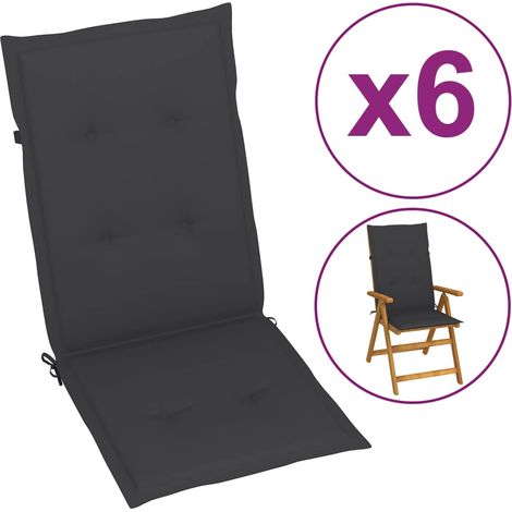 vidaXL Cuscini per Sedie 6 pz Antracite 120x50x3 cm in Tessuto